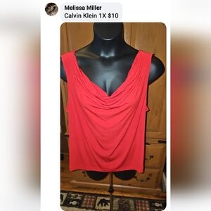 Calvin Klein Women's Vibrant Red Cowl Neck Blouse